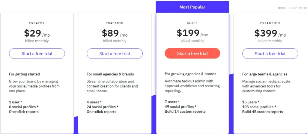 Sendible Pricing