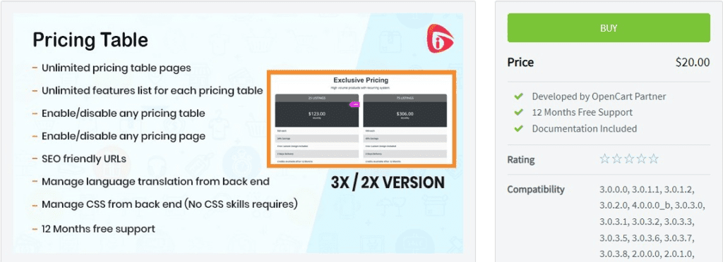 opencart pricing