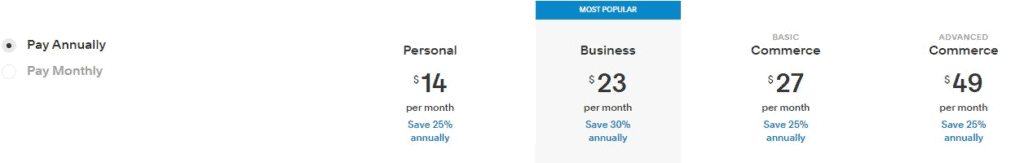 squarespace pricing