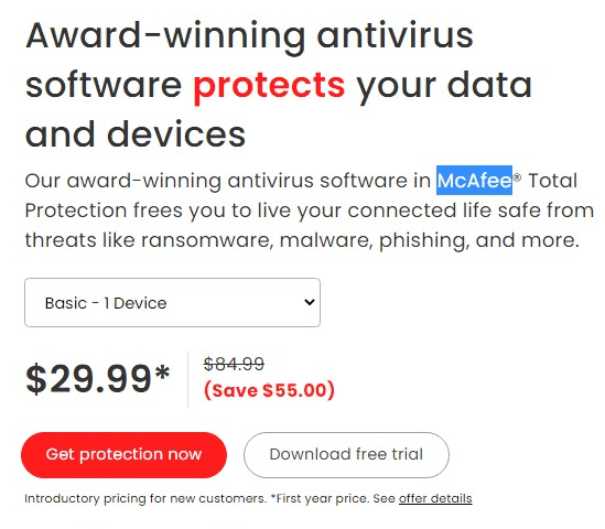 McAfee Antivirus Pricing