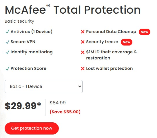 McAfee Total Protection Pricing