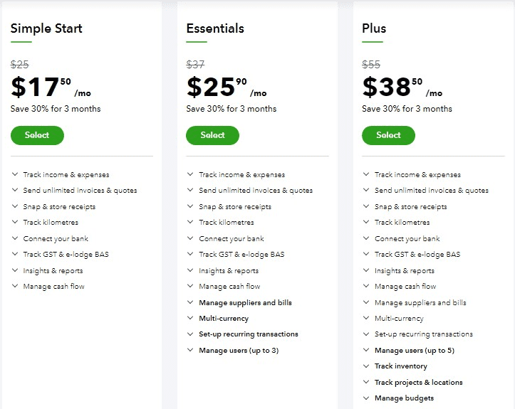 pricing for quickbooks online