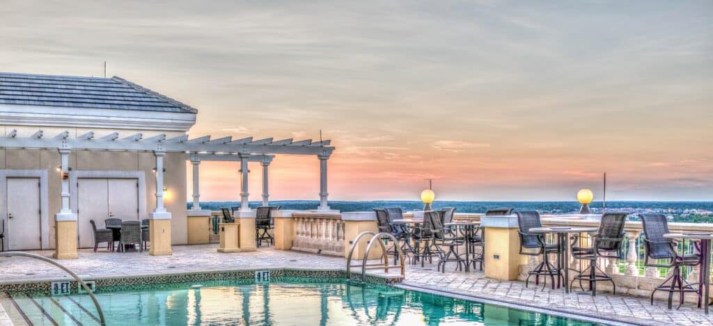 roof top pool, luxury hotel, vacation