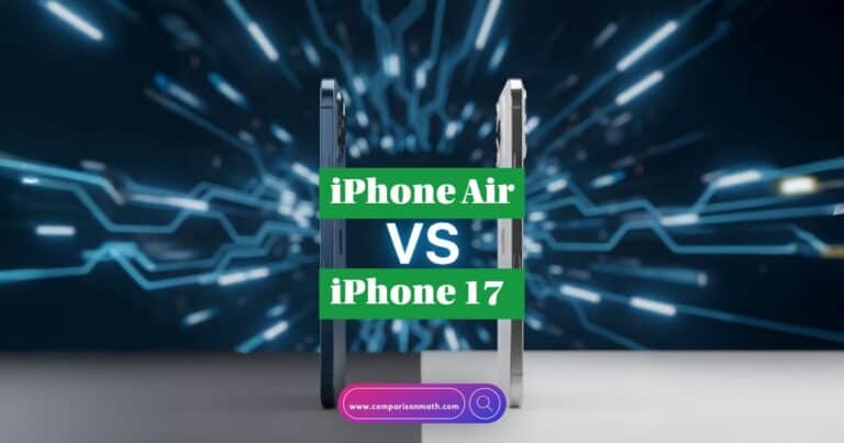 Side-by-side product comparison of the standard iPhone Air vs iPhone 17