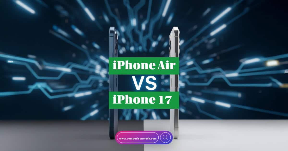 Side-by-side product comparison of the standard iPhone Air vs iPhone 17