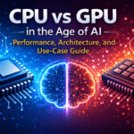 CPU vs GPU comparison showing AI performance, architecture differences, and use cases